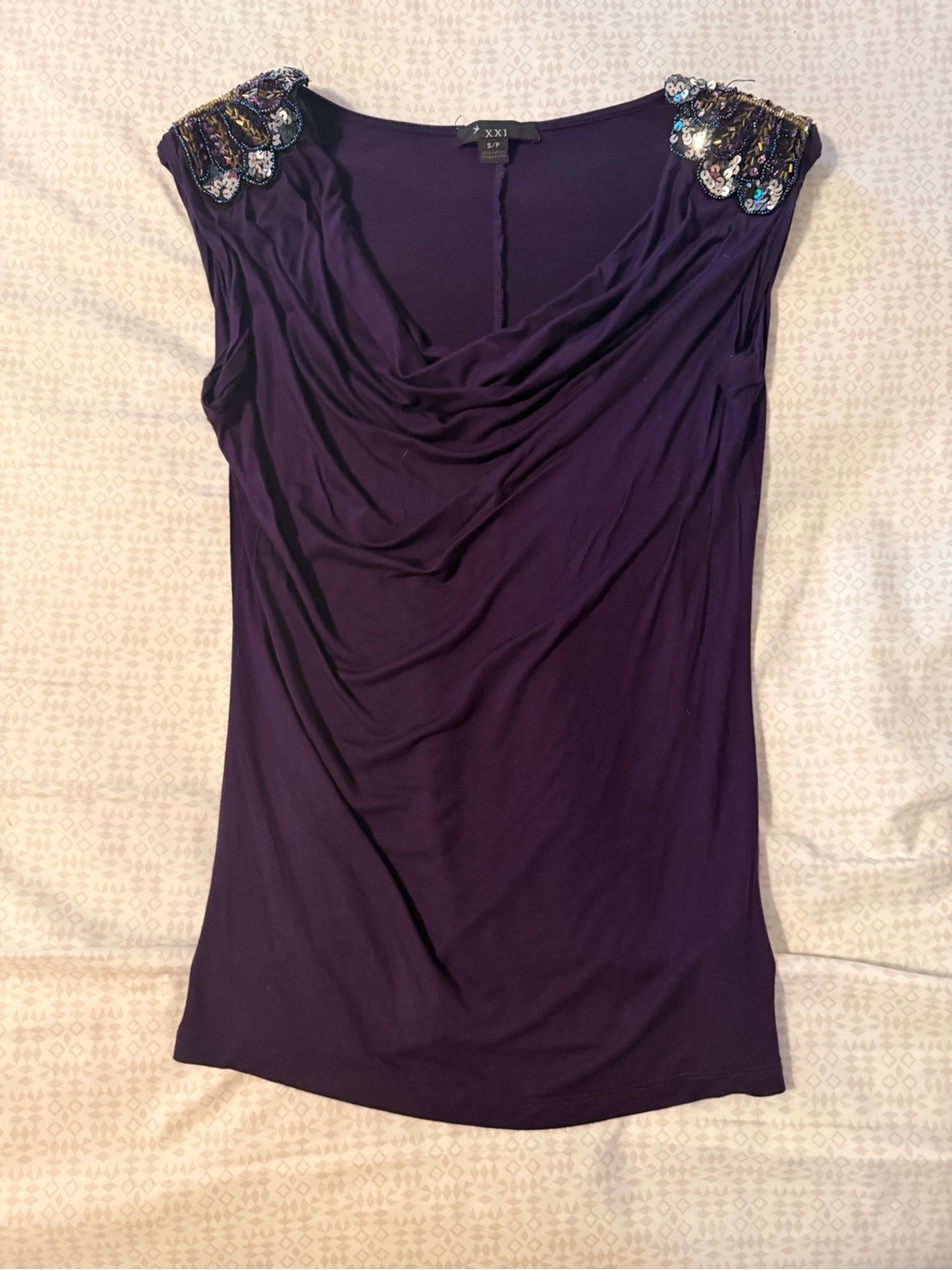 Vintage y2k Forever 21 Purple Embellished Shoulder Camisole
